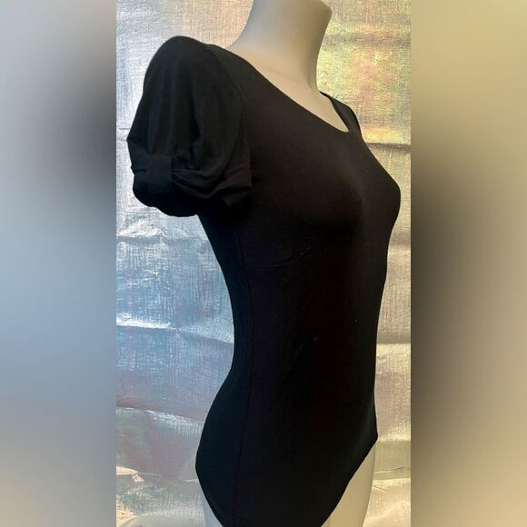 Giorgio Armani Scoop-Neck Short Sleeve with Bow Detail Tee, Black, T-Shirt - Picture 3 of 6